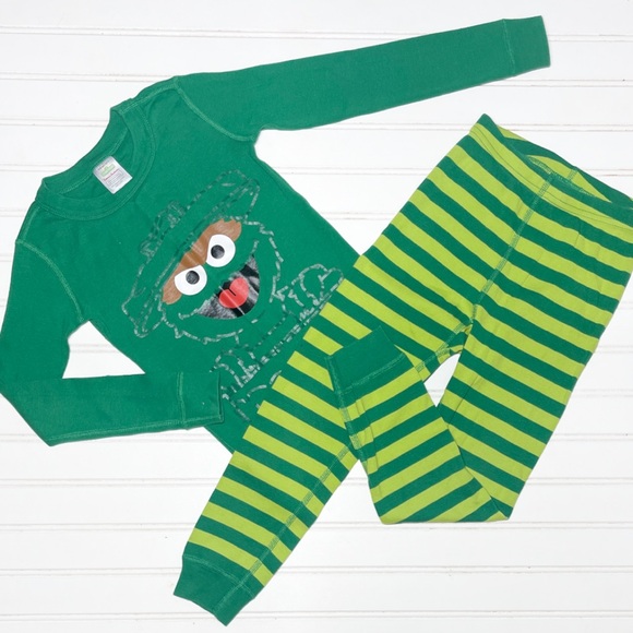 HANNA ANDERSSON x SESAME STREET EUC HSA HTF Oscar The Grouch Pajama Set - Picture 1 of 1